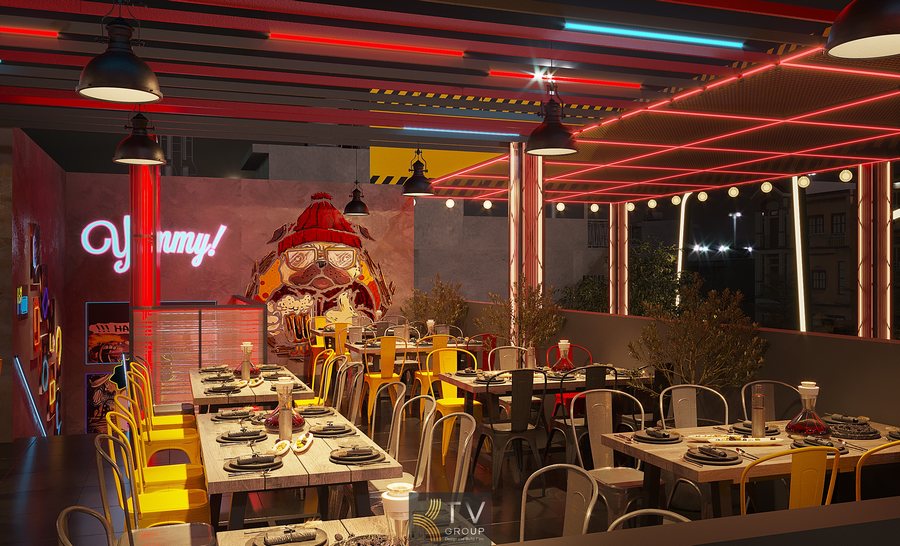 Bàn tiệc được sắp xếp sẵn trong không gian Beer Food Garden trẻ trung.  Thiết kế nhà hàng hai tầng với khu vực ăn uống rộng và thoáng. 