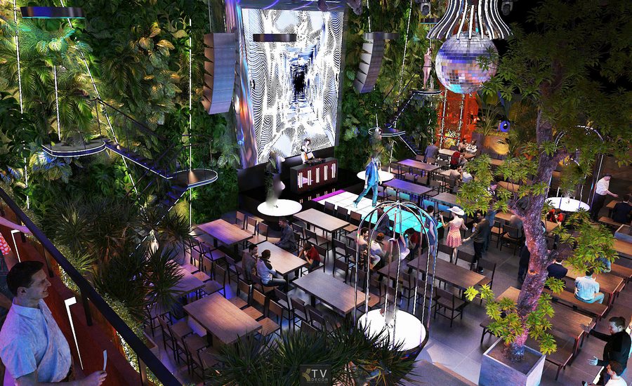 Khu vực bếp mở Beer Garden giúp tối ưu vận hành và nâng cao trải nghiệm khách hàng.  Beer Garden phong cách Rustic với gỗ tự nhiên, ánh sáng lồng đèn và không khí thoáng mát.  Không gian Beer Garden được thi công với vật liệu bền bỉ, phù hợp khí hậu ngoài trời. 