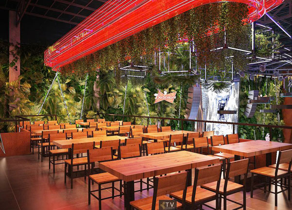 Thiết kế không gian bàn tiệc Beer Garden View sân khấu cực đỉnh