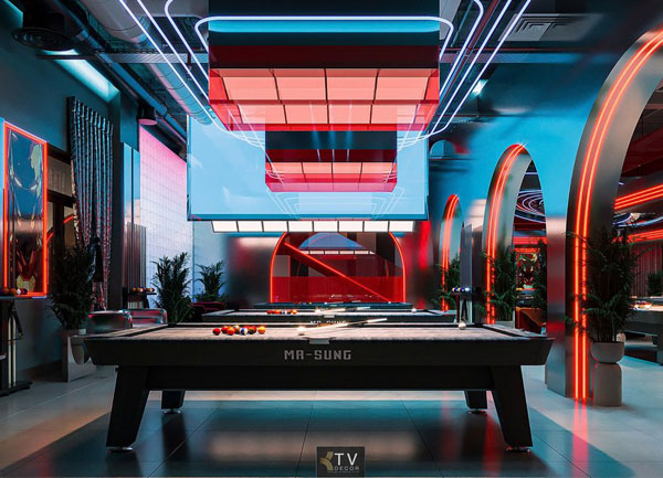 Club Billiard tương lai với thiết kế ánh sáng LED đột phá
