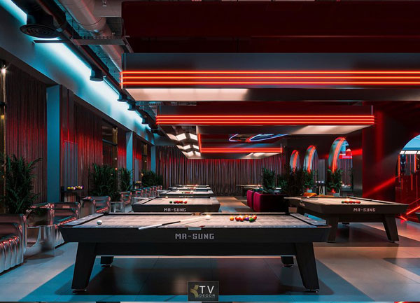 Thiết Kế Khu Trung Tâm Club BiDa Với Hệ Thống Chiếu Sáng Neon Cực Đỉnh
