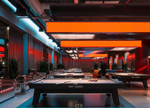 Thiết kế Club BiDa hiện đại với hệ thống chiếu sáng LED