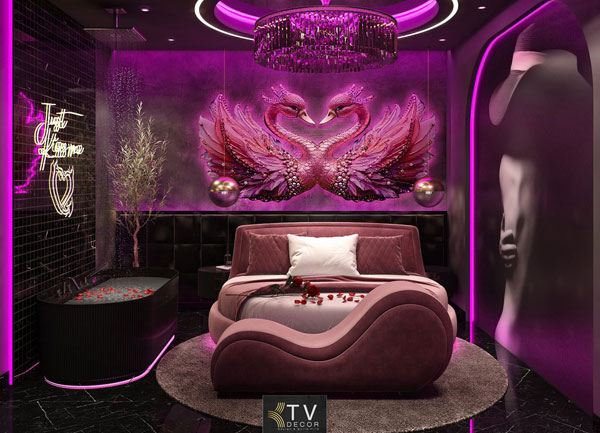 Thiết kế khách sạn tình yêu phong cách Romantic Neon