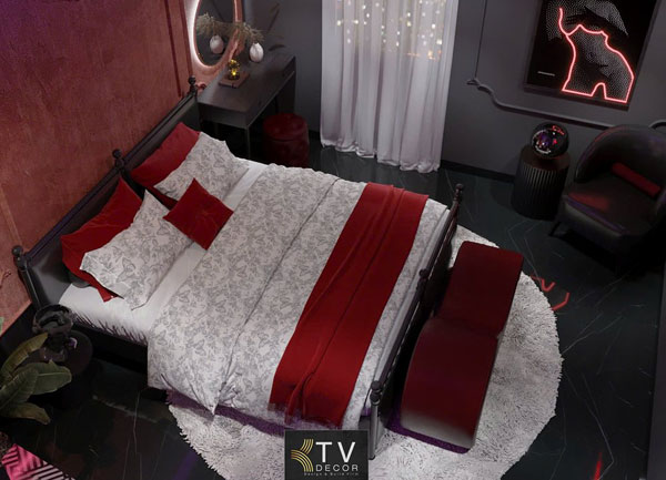 Thiết kế phòng khách sạn tình yêu phong cách Erotic Glam
