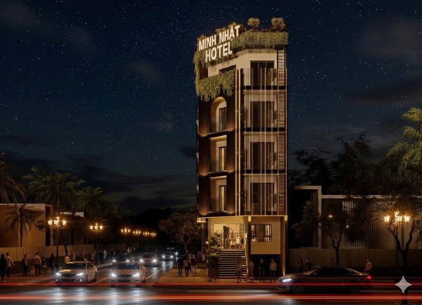 Dự Án Thiết Kế Thi Công Khách Sạn Tình Yêu Minh Nhật View Đêm