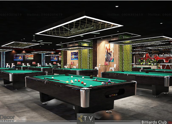 Báo giá thiết kế thi công quán bida 300m2