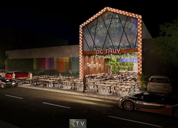 Thiết kế ngoại thất mặt tiền quảng cáo nhà hàng quán nhậu