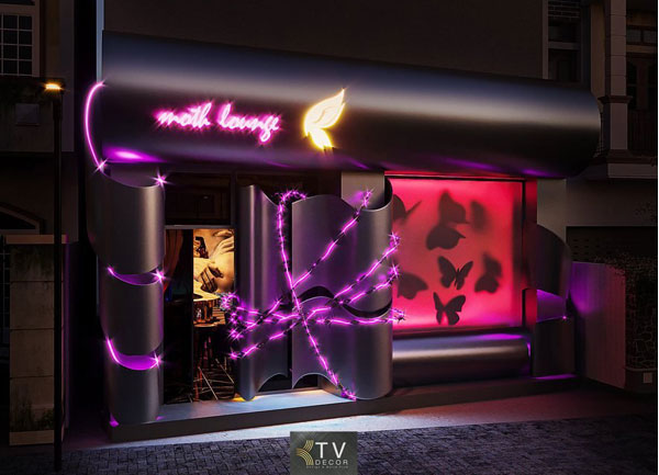 Thiết kế ngoại thất mặt tiền quảng cáo công trình Lounge Mini