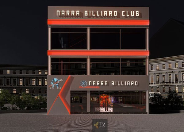 Thiết kế ngoại thất mặt tiền Club Bida Billiards