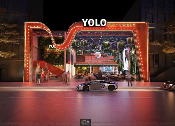 Thiết kế ngoại thất mặt tiền quảng cáo nhà hàng Beer Garden