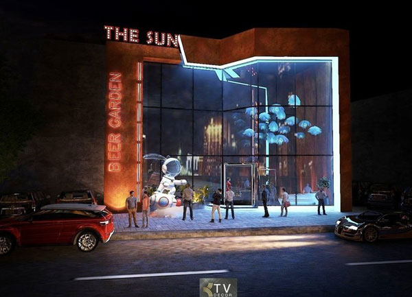 Thiết kế ngoại thất mặt tiền The Sun Beer Garden Bình Dương