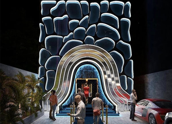 Thiết kế ngoại thất mặt tiền quảng cáo công trình Lounge  LED nghệ thuật