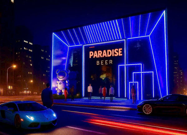 Thiết kế mặt tiền Beer Garden phong cách tương lai