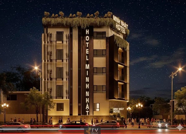 Thiết kế ngoại thất mặt tiền quảng cáo khách sạn Tây Ninh