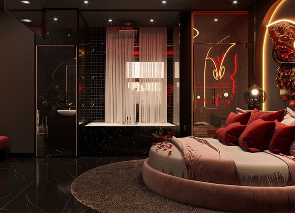 Thiết kế thi công nội thất phòng khách sạn Dark Luxury cao cấp