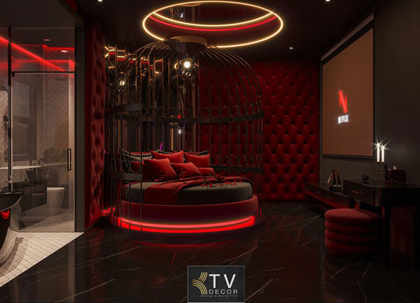 Thiết kế thi công khách sạn chủ đề tình yêu lãng mạn Romantic Themed Room