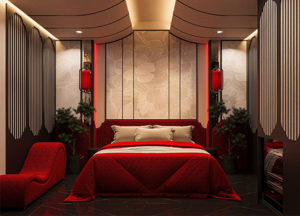 Thiết kế thi công nội thất phòng khách sạn phong cách Á Đông Đương Đại