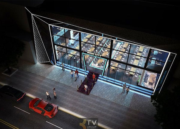 Thiết Kế Thi Công Nhà Hàng Beer Food Garden Hiện Đại Mặt Kính Ấn Tượng