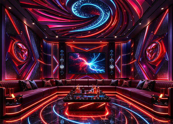 Thiết kế karaoke KTV Futuristic Vortex LED VIP tại TPHCM