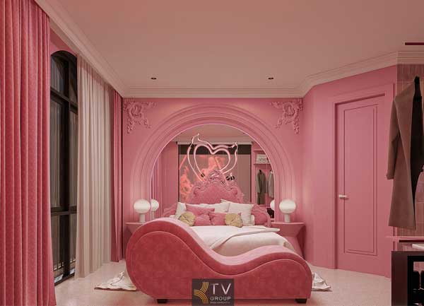 Thiết kế thi công phòng khách sạn Love Hotel Romantic Pink tại TPHCM