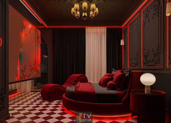 Thiết kế thi công phòng khách sạn Dark Romance tại TPHCM