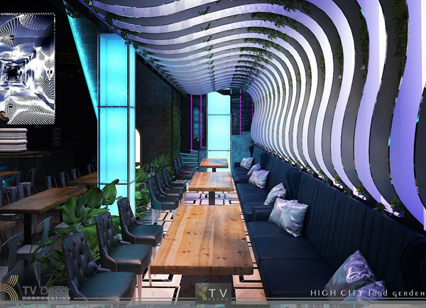 Thiết Kế Beer Club Phân Khu VIP Với Trần Uốn Lượn Ánh Sáng