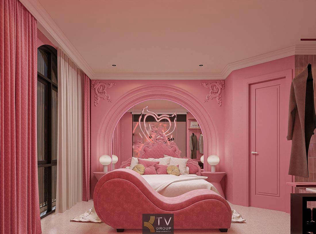 Thiết kế thi công phòng khách sạn Love Hotel Romantic Pink tại TPHCM